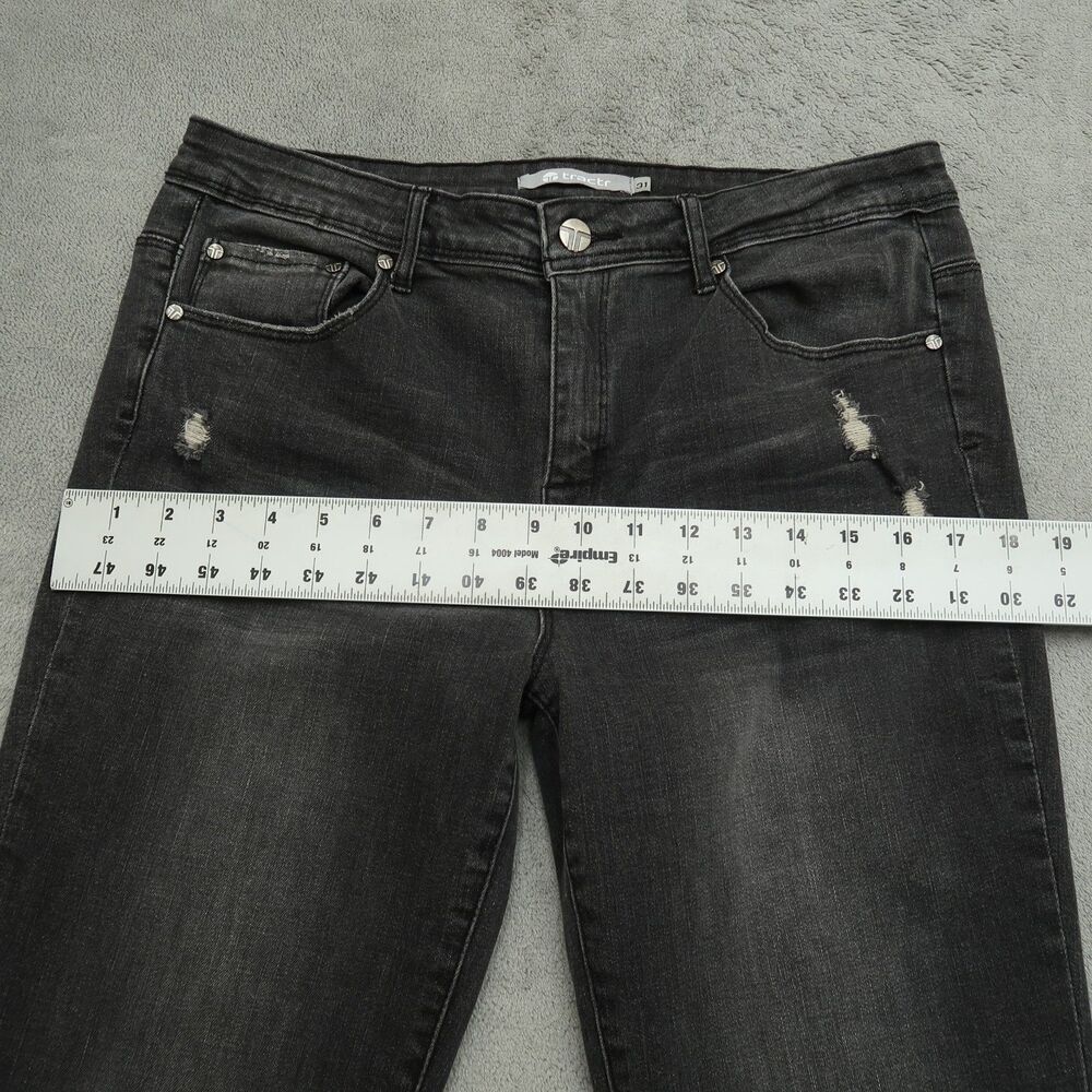 Tractr Jeans Women's Size 31 Gray Mid-Rise Flare Denim 34" Inseam Distressed - Picture 8 of 16